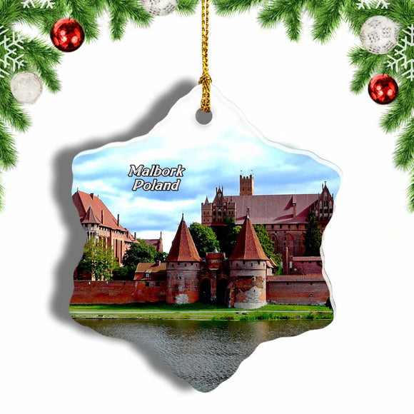 Poland Malbork Castle Christmas Ornament 3 Inches Snow