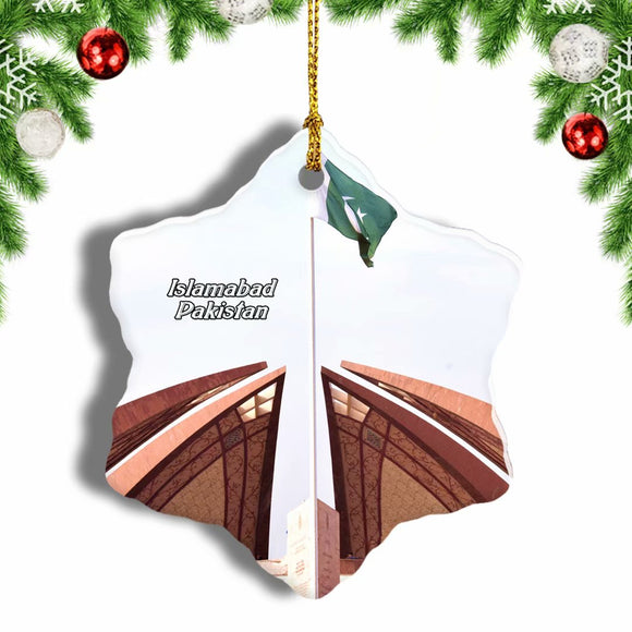 Pakistan Monument Islamabad Pakistan Christmas Ornament 3 Inches Snow