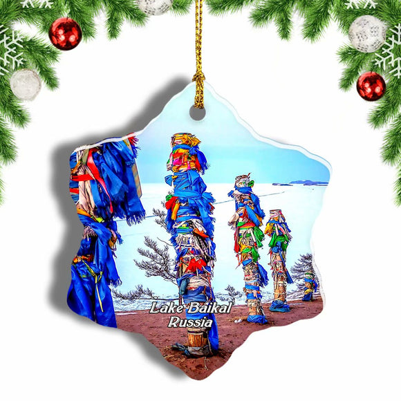 Russia Olkhon Island Lake Baikal Christmas Ornament 3 Inches Snow