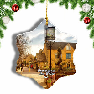 UK England Bourton-on-the-Water Christmas Ornament 3 Inches Snow