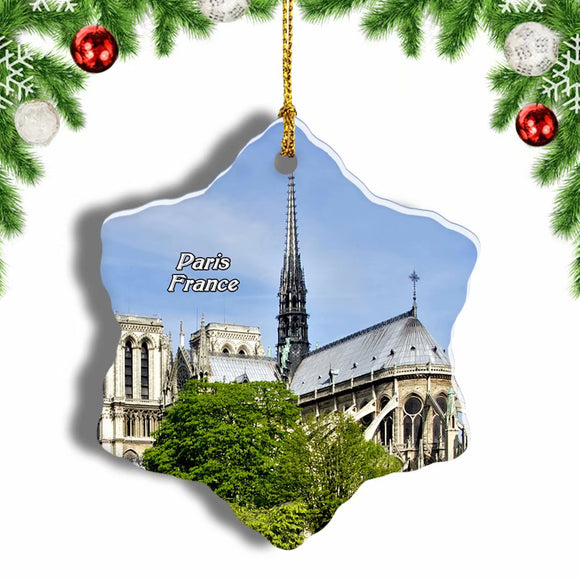 France Notre Dame de Paris Christmas Ornament 3 Inches Snow