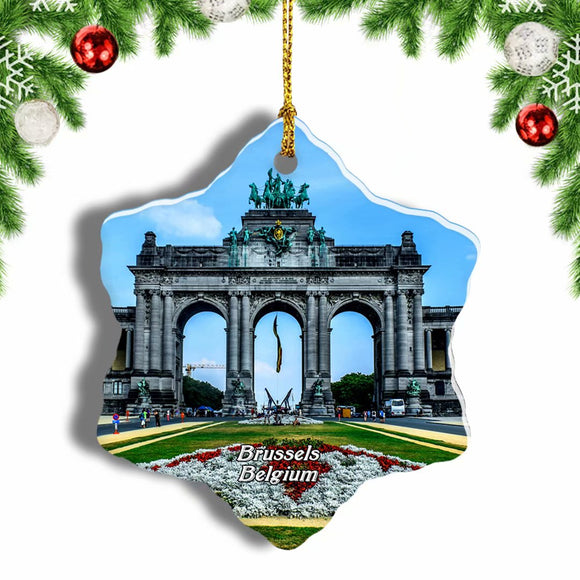 Belgium Brussels Park Triumphal Arch Christmas Ornament 3 Inches Snow