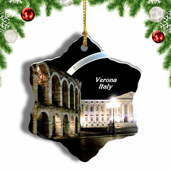 Italy Verona Arena Christmas Ornament 3 Inches Snow