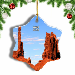 America USA Rocky Towers Monument Valley Utah Christmas Ornament 3 Inches Snow