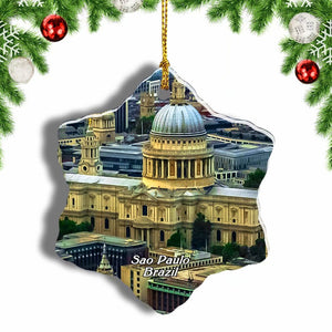 Brazil St. Paul's Cathedral Sao Paulo Christmas Ornament 3 Inches Snow