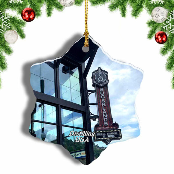 USA America Sugarlands Distilling Company Christmas Ornament 3 Inches Snow