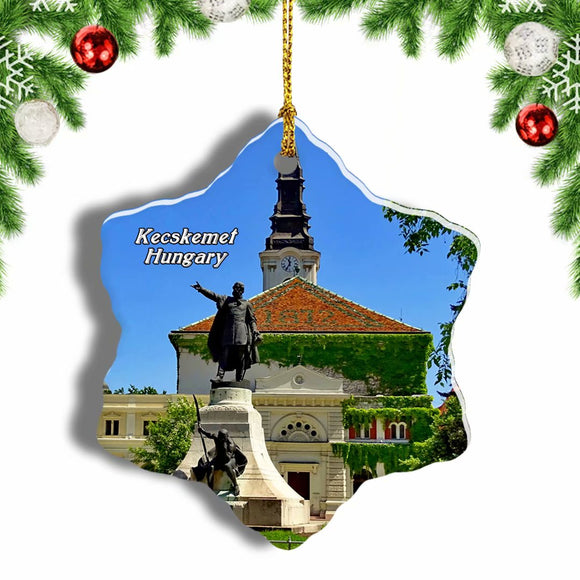 Hungary Kecskemet Statue Christmas Ornament 3 Inches Snow