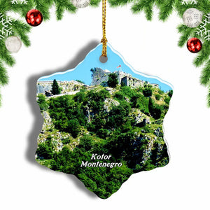 Kampana Tower Kotor Montenegro Christmas Ornament 3 Inches Snow