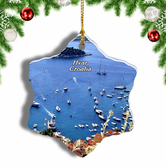 Croatia Tvrdava Fortica Hvar Christmas Ornament 3 Inches Snow