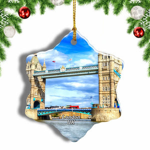 UK England Tower Bridge London Christmas Ornament 3 Inches Snow