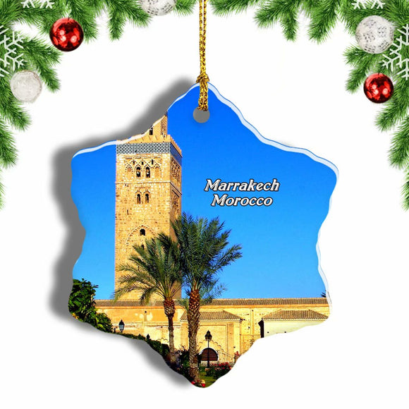 Morocco Koutoubia Mosque Marrakech Christmas Ornament 3 Inches Snow