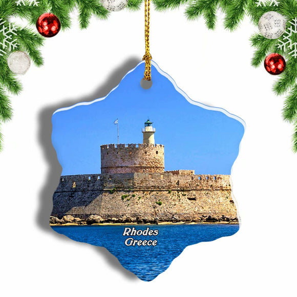 Greece Old Town Rhodes Christmas Ornament 3 Inches Snow