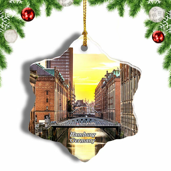 Germany Hamburg Speicherstadt Christmas Ornament 3 Inches Snow