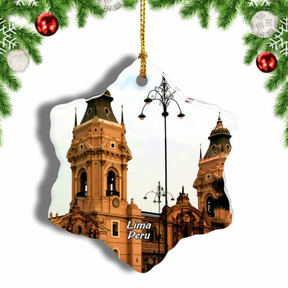 Peru Parade ground Lima Christmas Ornament 3 Inches Snow