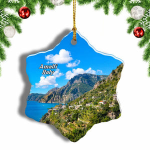 Amalfi Sorrento Italy Christmas Ornament 3 Inches Snow