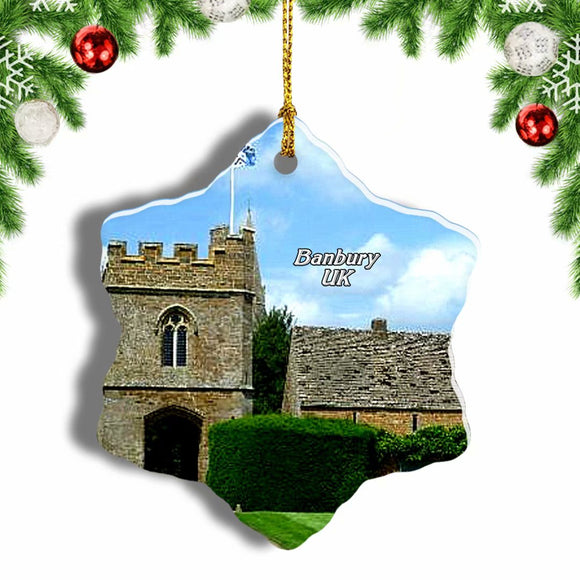 UK England Broughton Castle Banbury Christmas Ornament 3 Inches Snow