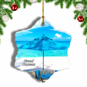 Seven Mile Beach Grand Cayman UK Christmas Ornament 3 Inches Snow