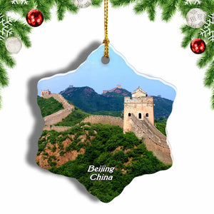 China Great Wall Beijing Christmas Ornament 3 Inches Snow