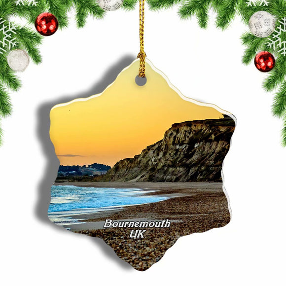 UK England Hengistbury Head Beach Bournemouth Christmas Ornament 3 Inches Snow