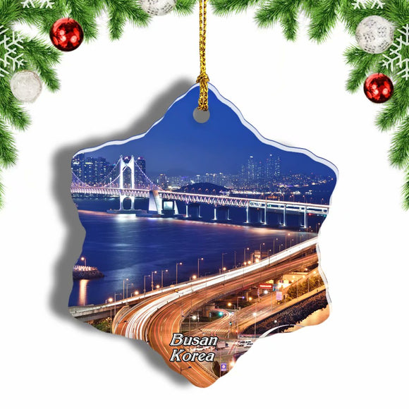 Korea Bridge Busan Gwangan Bridge Christmas Ornament 3 Inches Snow