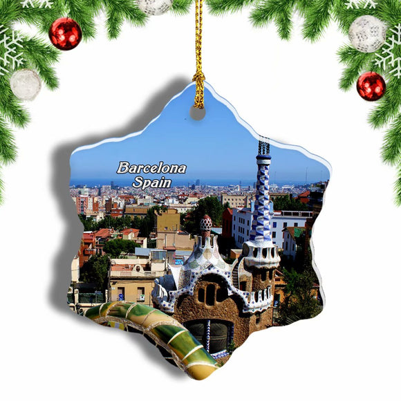 Spain Guell Park Barcelona Christmas Ornament 3 Inches Snow