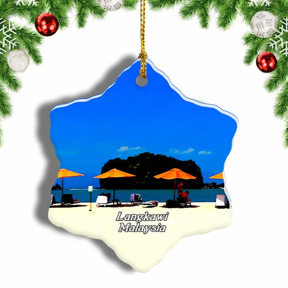 Malaysia Cenang Beach Langkawi Christmas Ornament 3 Inches Snow