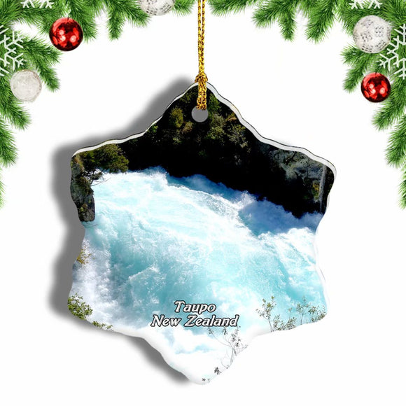 New Zealand Huka Falls Taupo Christmas Ornament 3 Inches Snow