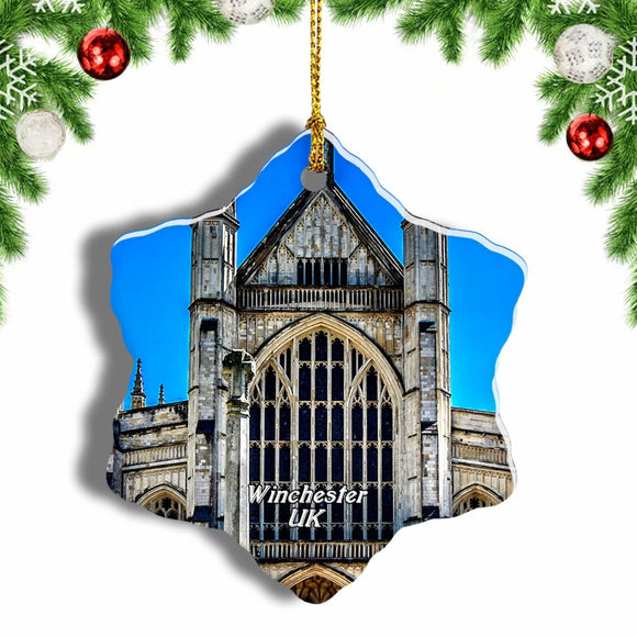 UK England Winchester Cathedral Christmas Ornament 3 Inches Snow