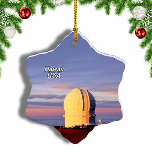 USA America Mauna Kea Summit Hawaii Christmas Ornament 3 Inches Snow