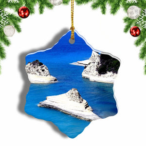 Greece Corfu Island Christmas Ornament 3 Inches Snow