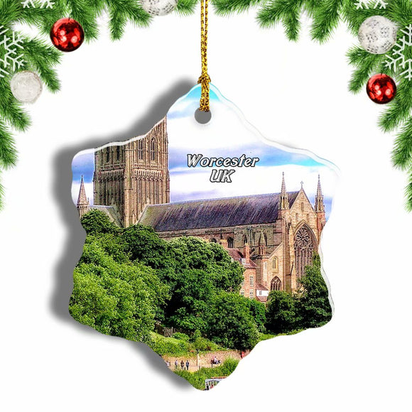 UK England Worcester Cathedral Christmas Ornament 3 Inches Snow