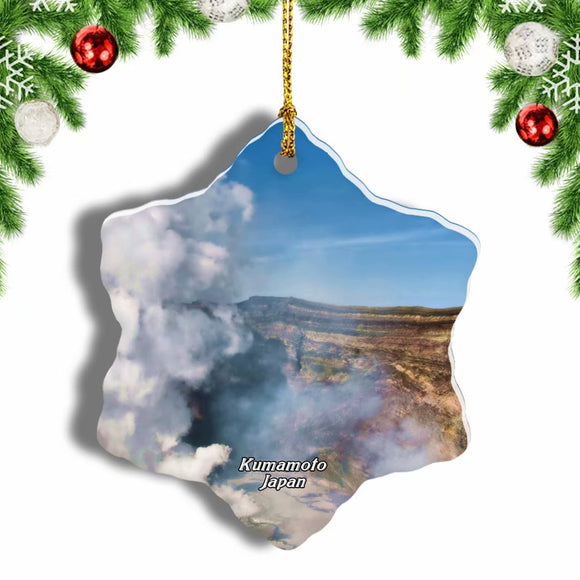 Volcano Aso Kumamoto Japan Christmas Ornament 3 Inches Snow