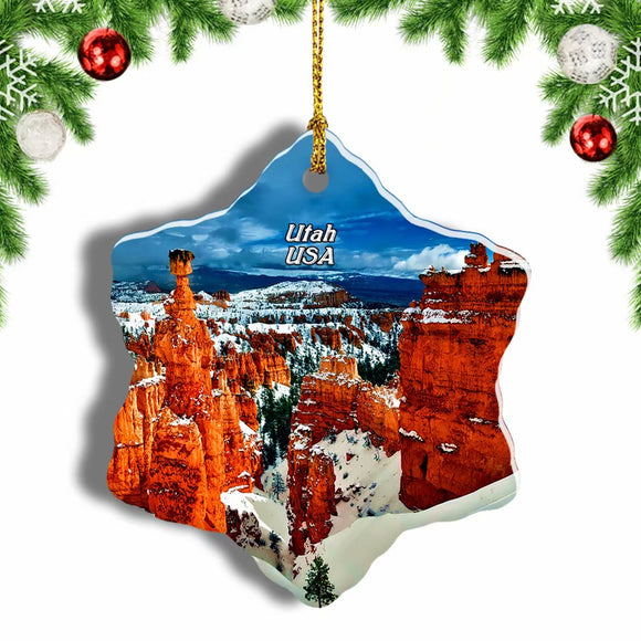 America USA Bryce Canyon Utah Christmas Ornament 3 Inches Snow