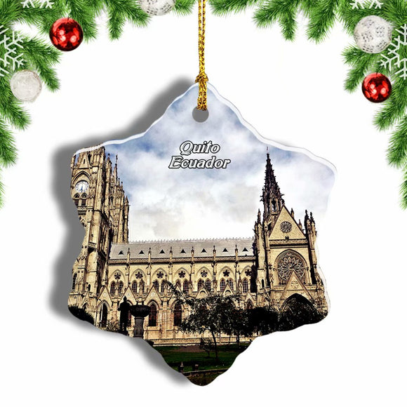 Ecuador Quito Cathedral Christmas Ornament 3 Inches Snow