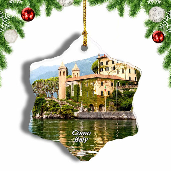 Italy Villa del Balbianello Como Lake Christmas Ornament 3 Inches Snow