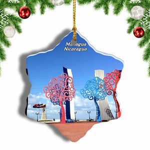 Nicaragua Managua Christmas Ornament 3 Inches Snow