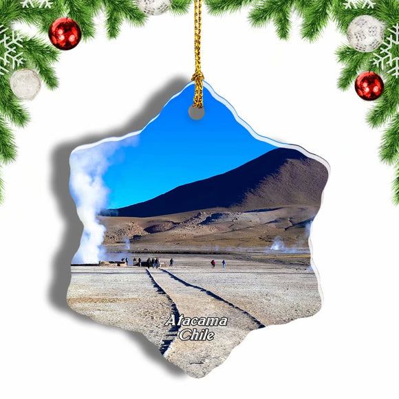 Geyser del Tatio Atacama Chile Christmas Ornament 3 Inches Snow