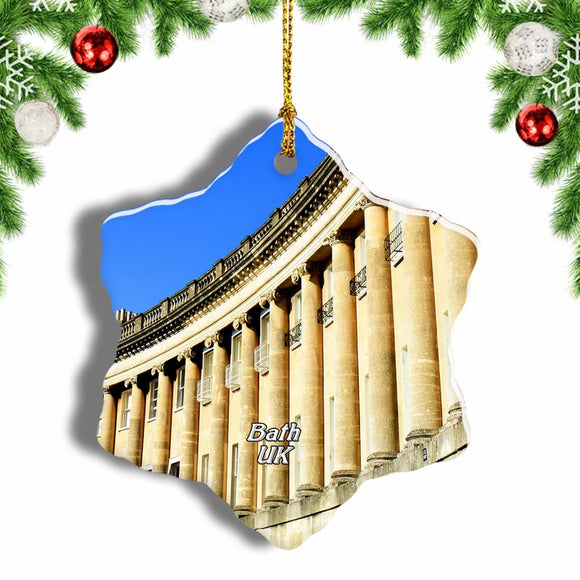 UK England Royal Crescent Bath Christmas Ornament 3 Inches Snow