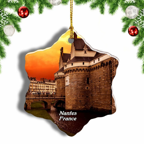 France Castle of the Dukes of Brittany Nantes Christmas Ornament 3 Inches Snow