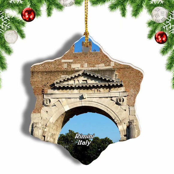 Italy Arco di Augustus Rimini Christmas Ornament 3 Inches Snow