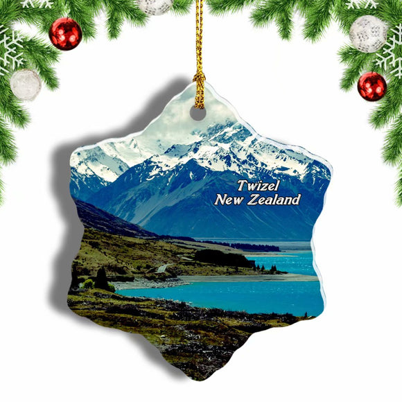 New Zealand Lake Pukaki Twizel Christmas Ornament 3 Inches Snow