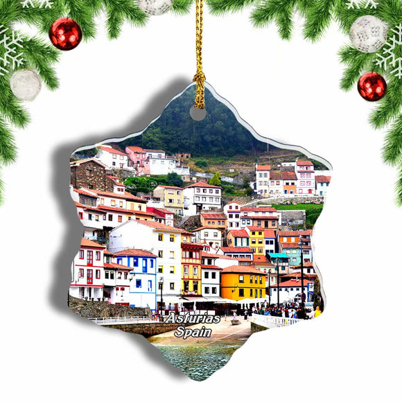 Spain Cudillero Asturias Spain Christmas Ornament 3 Inches Snow