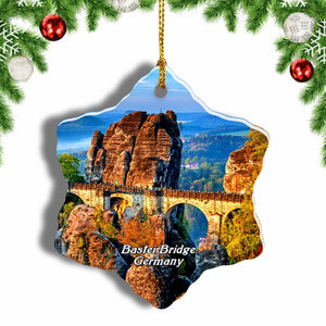 Germany Bastei Bridge Christmas Ornament 3 Inches Snow