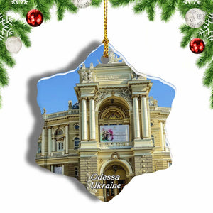 Ukraine Odessa Theatre Teatralnaya Square Christmas Ornament 3 Inches Snow