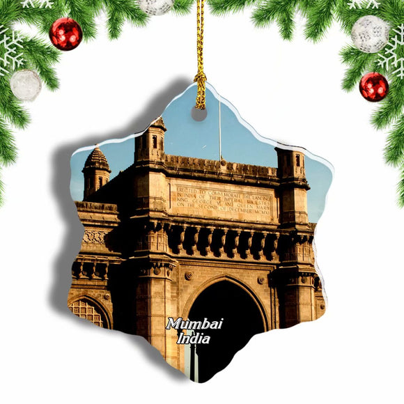 India Gateway Of India Mumbai Christmas Ornament 3 Inches Snow