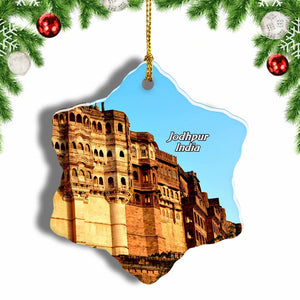 India Mehrangarh Fort Jodhpur Christmas Ornament 3 Inches Snow