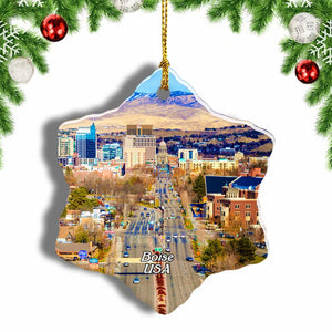 America USA Boise Christmas Ornament 3 Inches Snow