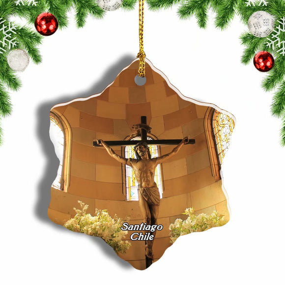 Catholic Church Santiago de Chile Christmas Ornament 3 Inches Snow