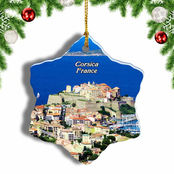 France Calvi Corsica Christmas Ornament 3 Inches Snow