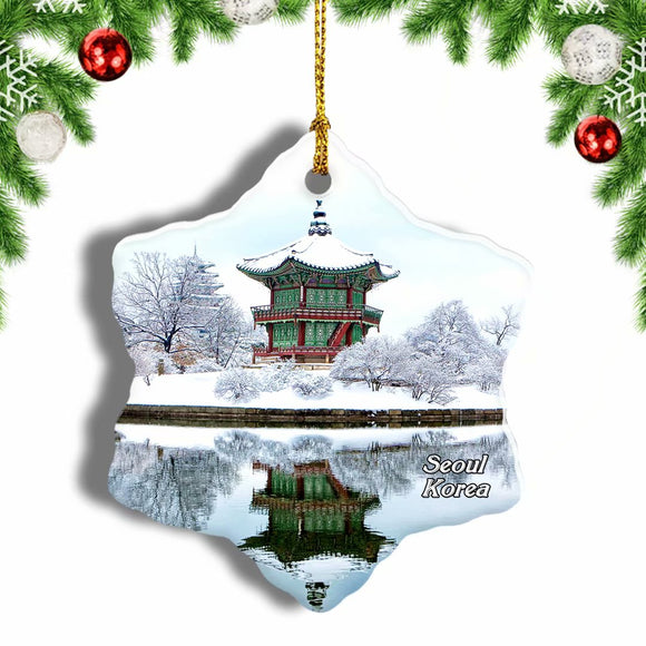 Korea Gyeongbok Palace Seoul Christmas Ornament 3 Inches Snow